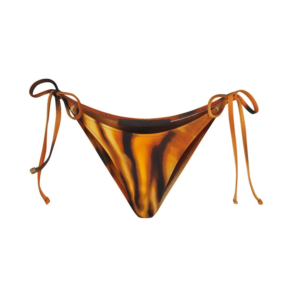 ROBERTO CAVALLI X SKIMS SWIM DIPPED TIE BIKINI BOTTOM IN TIGER FACE PRINT L